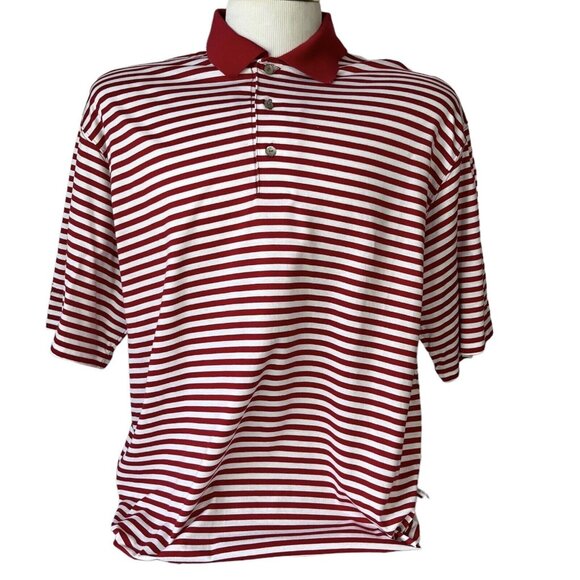Ben Hogan Golf Polo Shirt Mens Large Red White Striped - Picture 1 of 8